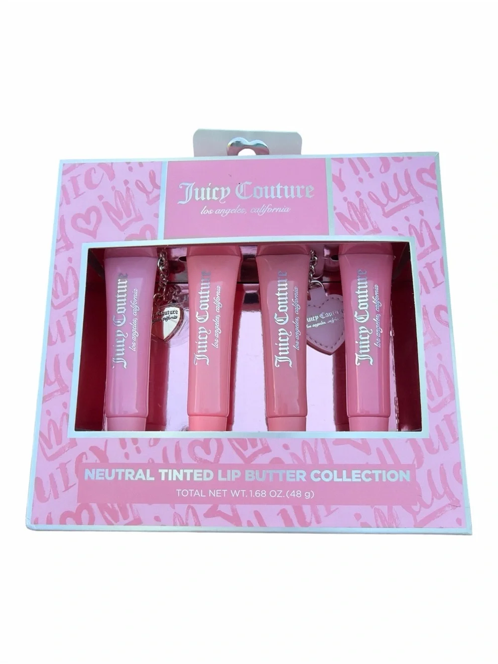 NWT Juicy Couture Neutral Tinted Lip Butter Collection 4 Pack with Charms